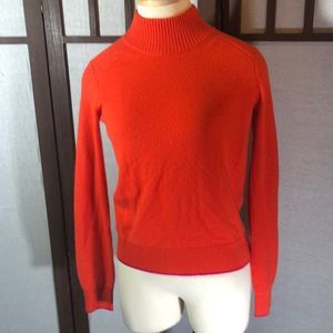 Rag & Bone 100% cashmere mock turtleneck  orangey red/ XS/ pink accents at cuff